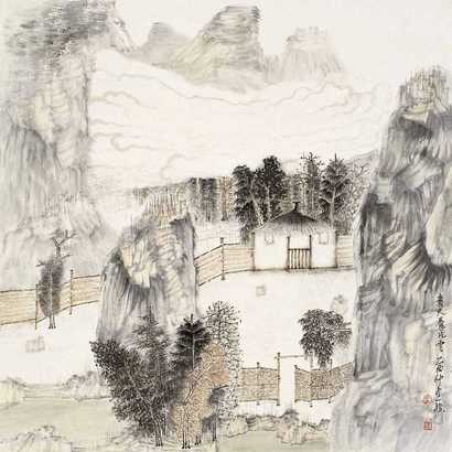 胡一龙 2005年作 青山养片云 立轴